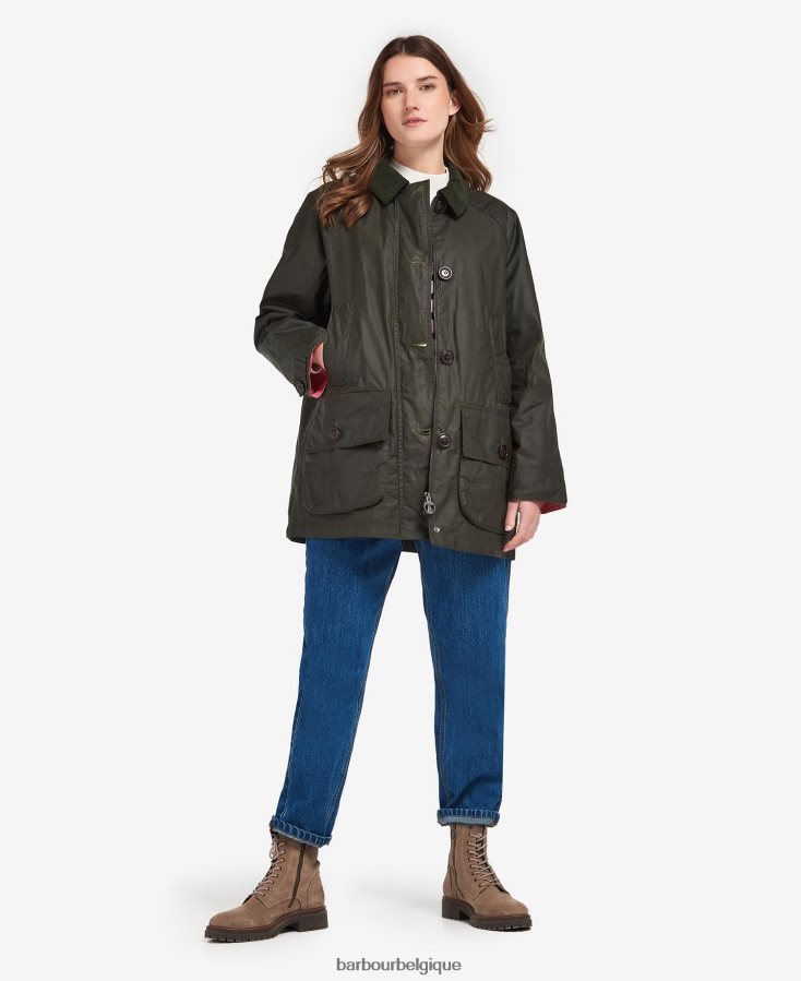 vêtements Barbour veste cirée au sel archive olive/rose punch femmes T2L6ZP1379