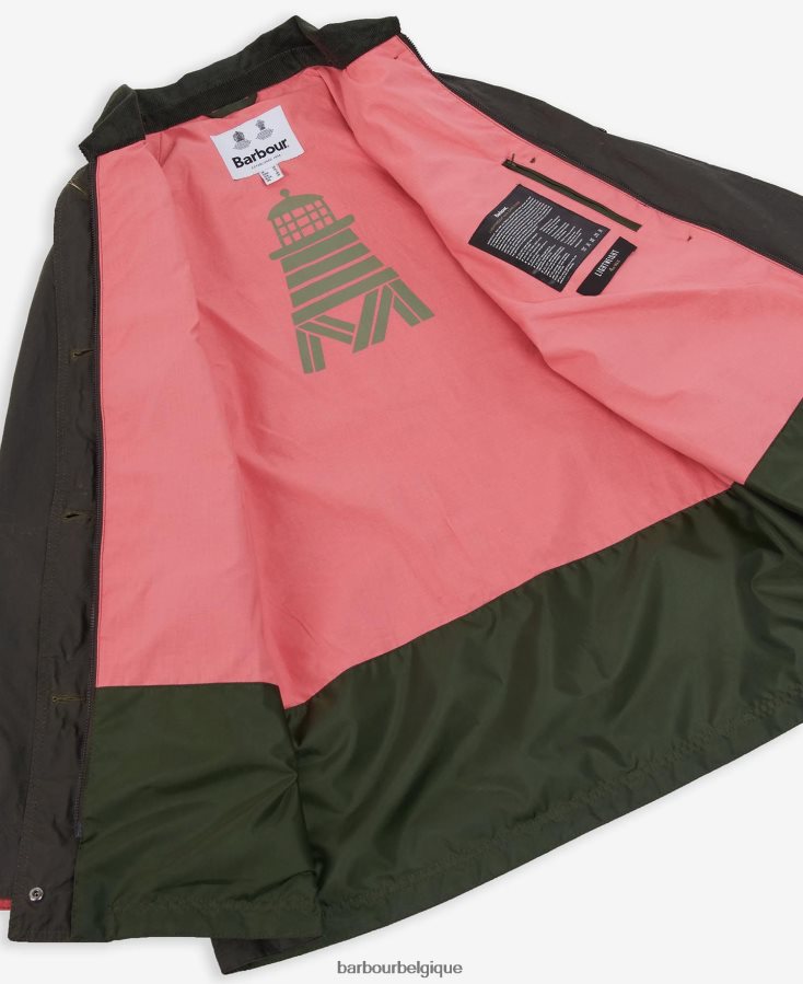 vêtements Barbour veste cirée au sel archive olive/rose punch femmes T2L6ZP1379