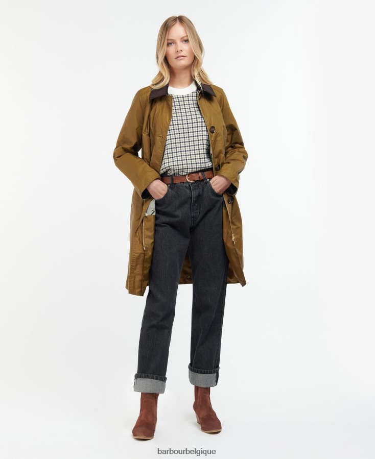 vêtements Barbour veste cirée brora sable/peuplier ancien femmes T2L6ZP1391