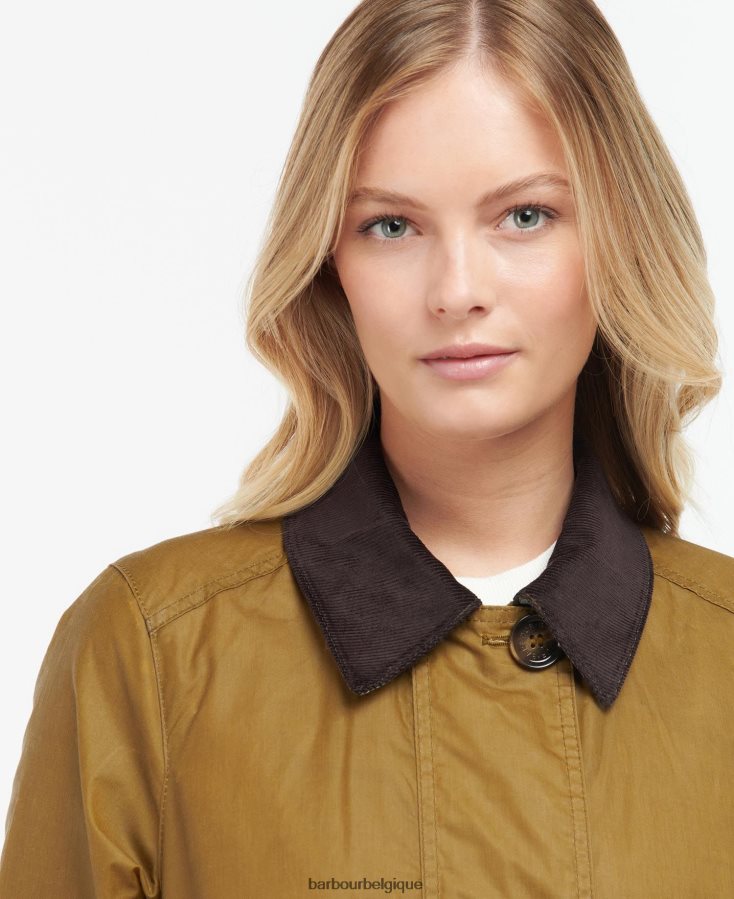 vêtements Barbour veste cirée brora sable/peuplier ancien femmes T2L6ZP1391