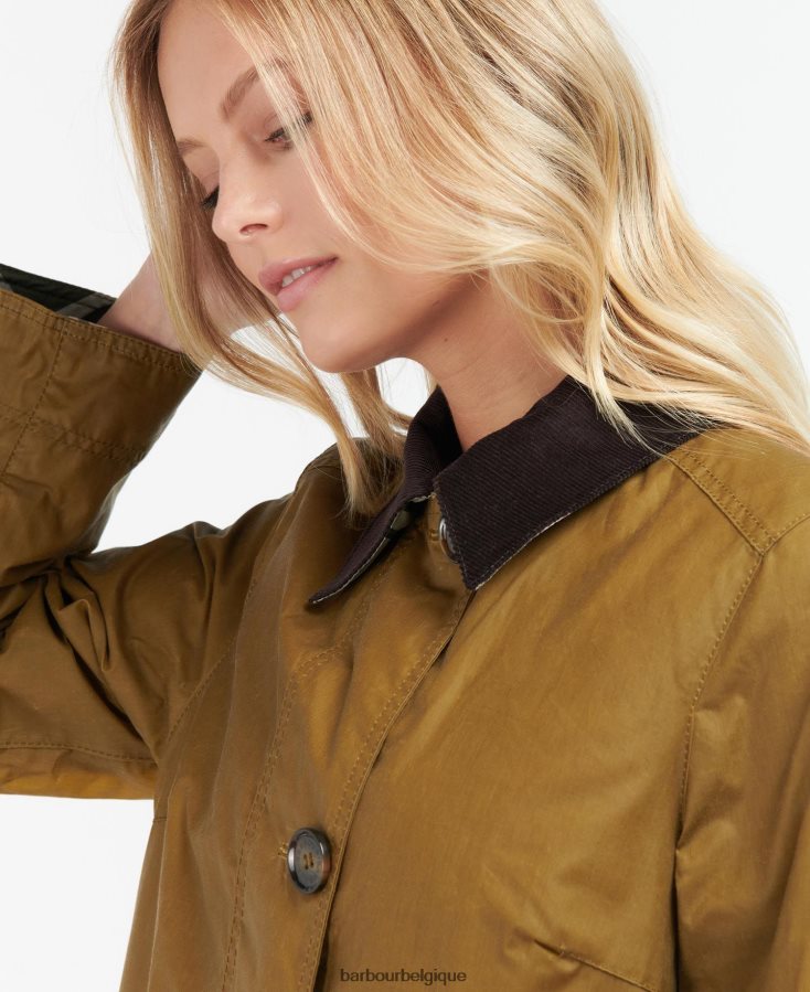 vêtements Barbour veste cirée brora sable/peuplier ancien femmes T2L6ZP1391