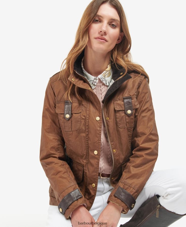 vêtements Barbour veste cirée de défense premium archive olive/antique femmes T2L6ZP1377
