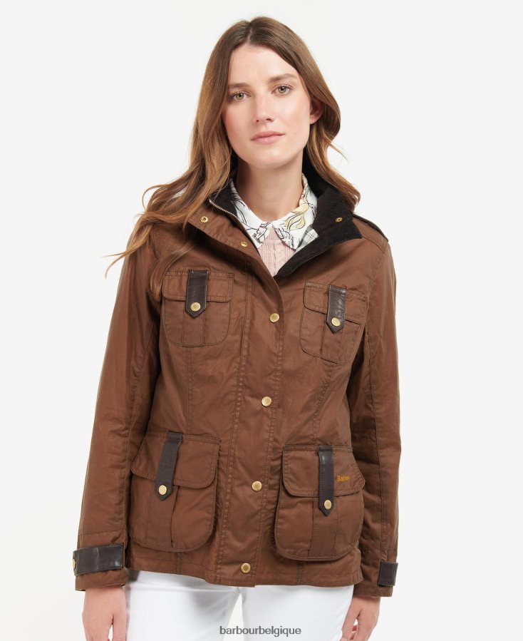 vêtements Barbour veste cirée de défense premium archive olive/antique femmes T2L6ZP1377