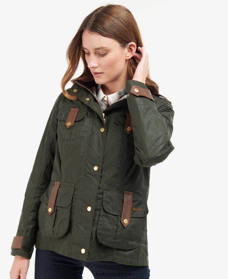 vêtements Barbour veste cirée de défense premium archive olive/antique femmes T2L6ZP1396