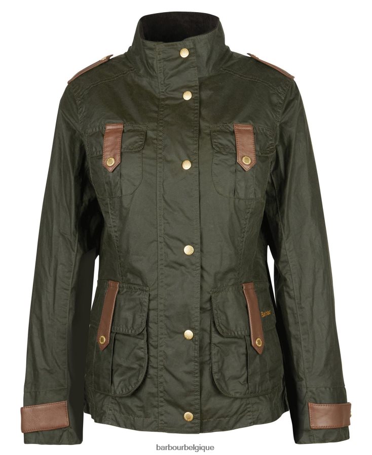 vêtements Barbour veste cirée de défense premium archive olive/antique femmes T2L6ZP1396