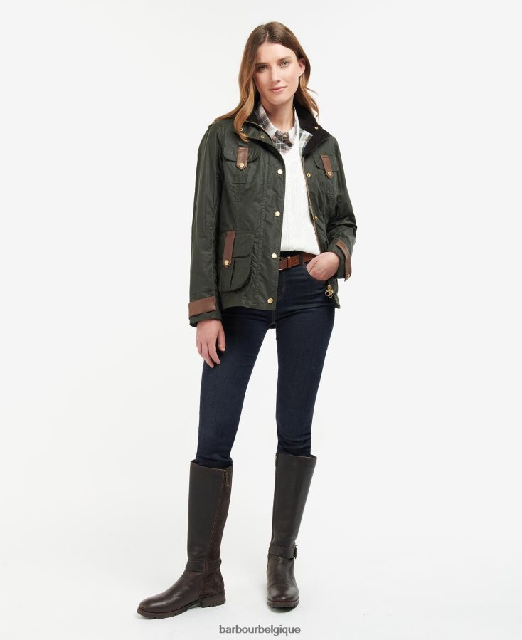 vêtements Barbour veste cirée de défense premium archive olive/antique femmes T2L6ZP1396