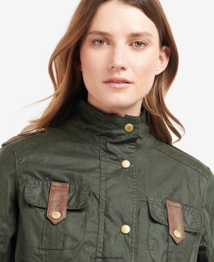 vêtements Barbour veste cirée de défense premium archive olive/antique femmes T2L6ZP1396