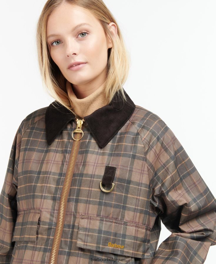 vêtements Barbour veste cirée eddleston tartan tartan discret/marron femmes T2L6ZP1372