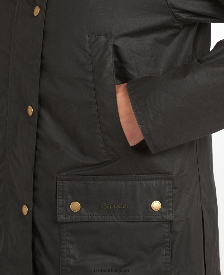vêtements Barbour veste cirée gland légère olive foncé femmes T2L6ZP1393
