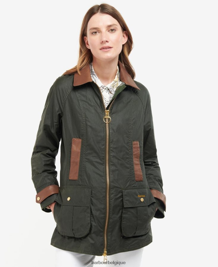 vêtements Barbour veste cirée premium beadnell archive olive/antique femmes T2L6ZP1387