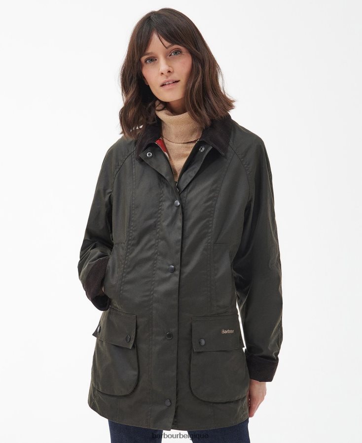 vêtements Barbour veste cirée union jack beadnell en édition limitée olive femmes T2L6ZP1366