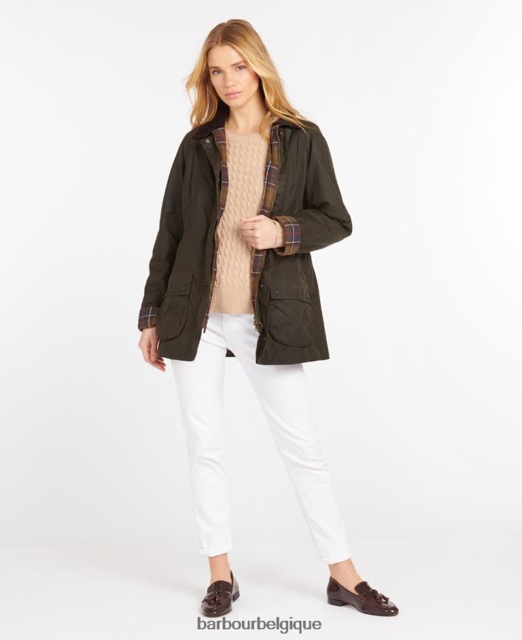 vêtements Barbour veste en cire beadnell classique olive femmes T2L6ZP1365