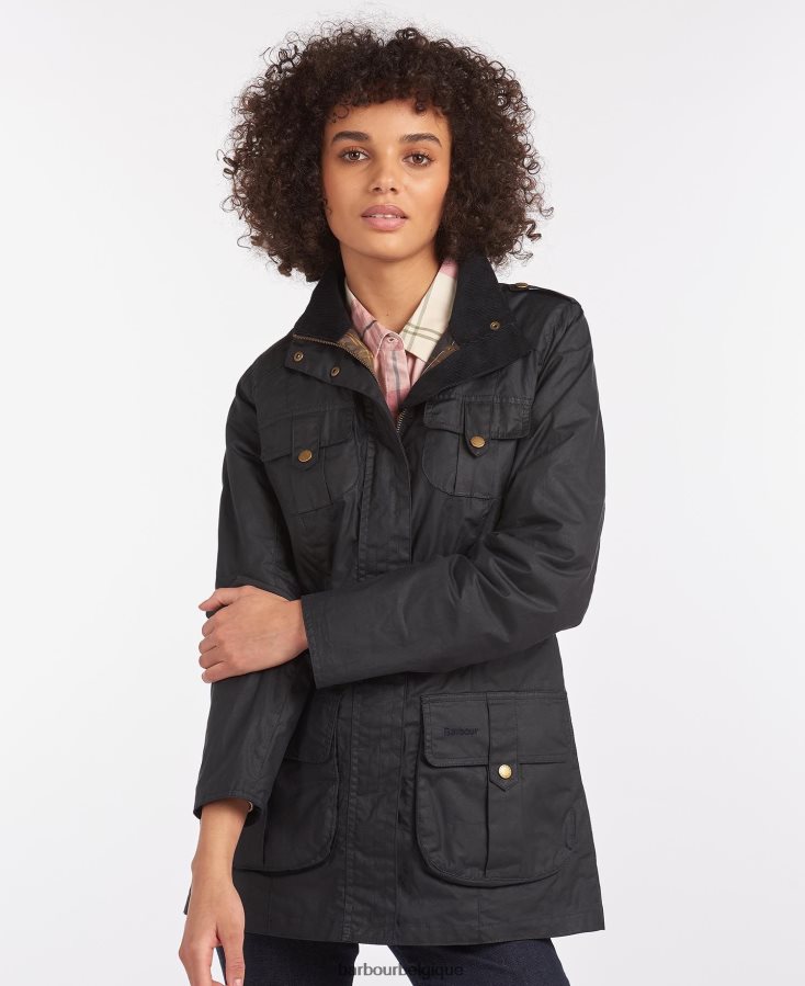 vêtements Barbour veste légère de défense en coton ciré marine royale/classique femmes T2L6ZP1389