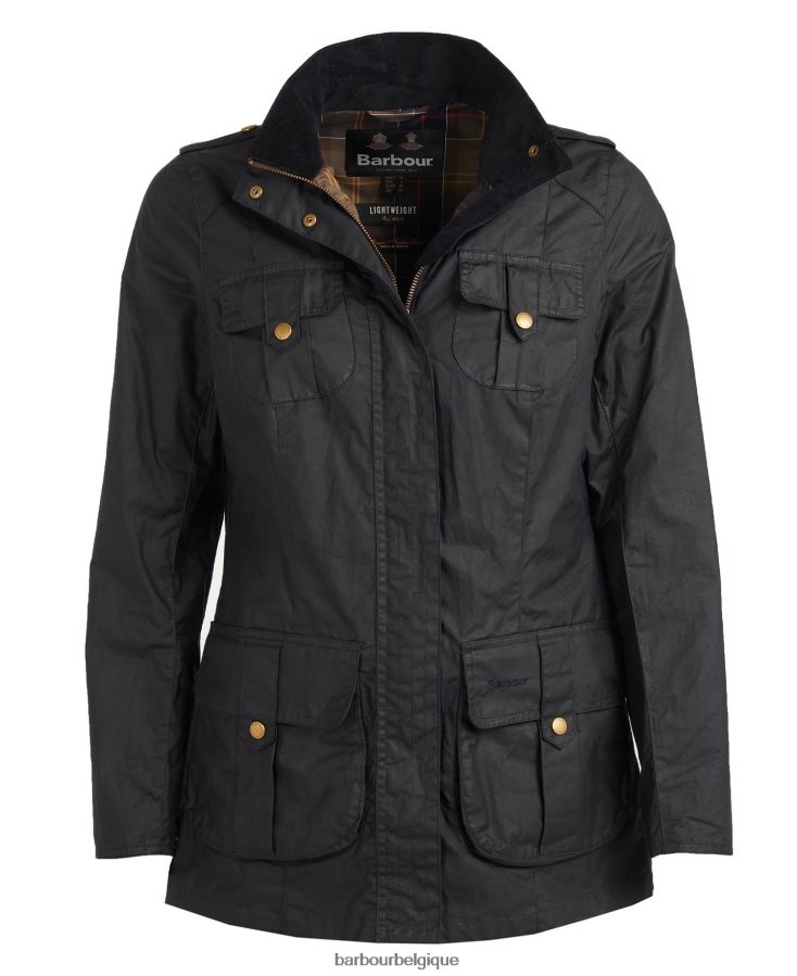 vêtements Barbour veste légère de défense en coton ciré marine royale/classique femmes T2L6ZP1389