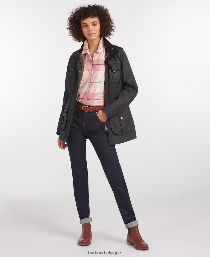 vêtements Barbour veste légère de défense en coton ciré marine royale/classique femmes T2L6ZP1389