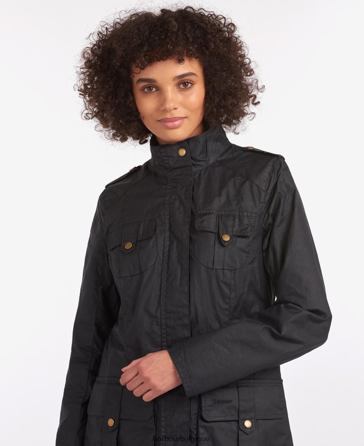 vêtements Barbour veste légère de défense en coton ciré marine royale/classique femmes T2L6ZP1389