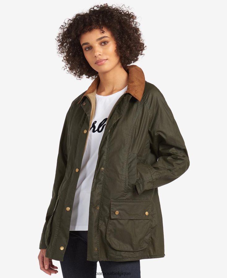 vêtements Barbour veste légère en coton ciré beadnell olive d'archives femmes T2L6ZP1398