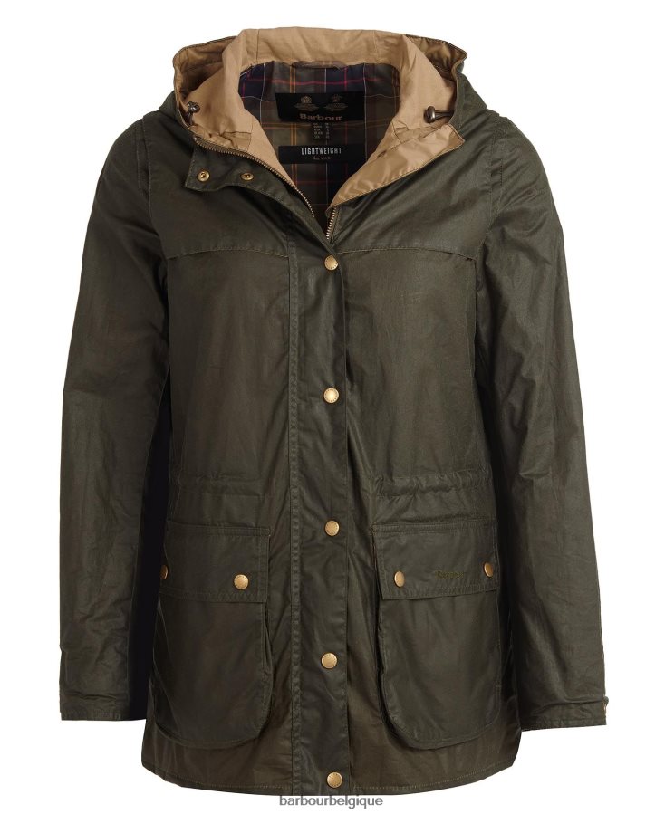 vêtements Barbour veste légère en coton ciré durham olive d\'archives femmes T2L6ZP1369