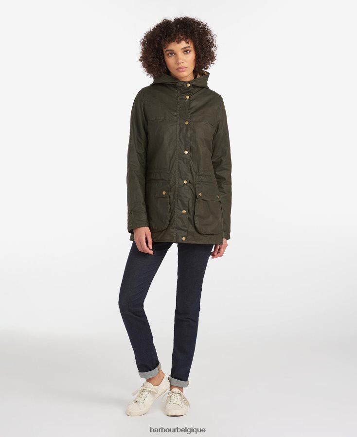 vêtements Barbour veste légère en coton ciré durham olive d\'archives femmes T2L6ZP1369