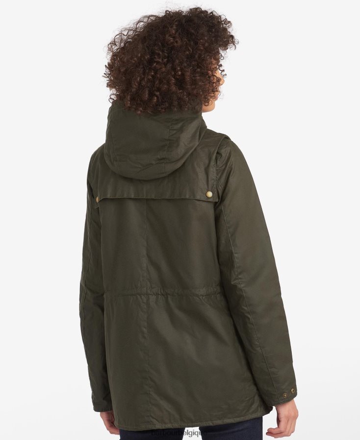 vêtements Barbour veste légère en coton ciré durham olive d\'archives femmes T2L6ZP1369