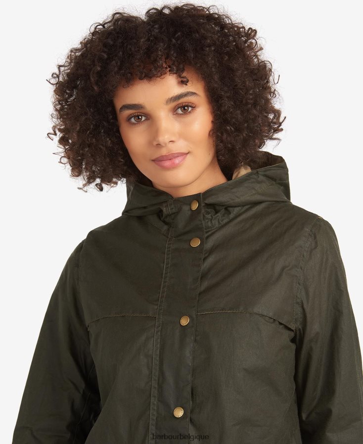 vêtements Barbour veste légère en coton ciré durham olive d\'archives femmes T2L6ZP1369