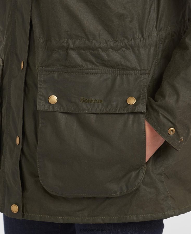 vêtements Barbour veste légère en coton ciré durham olive d\'archives femmes T2L6ZP1369