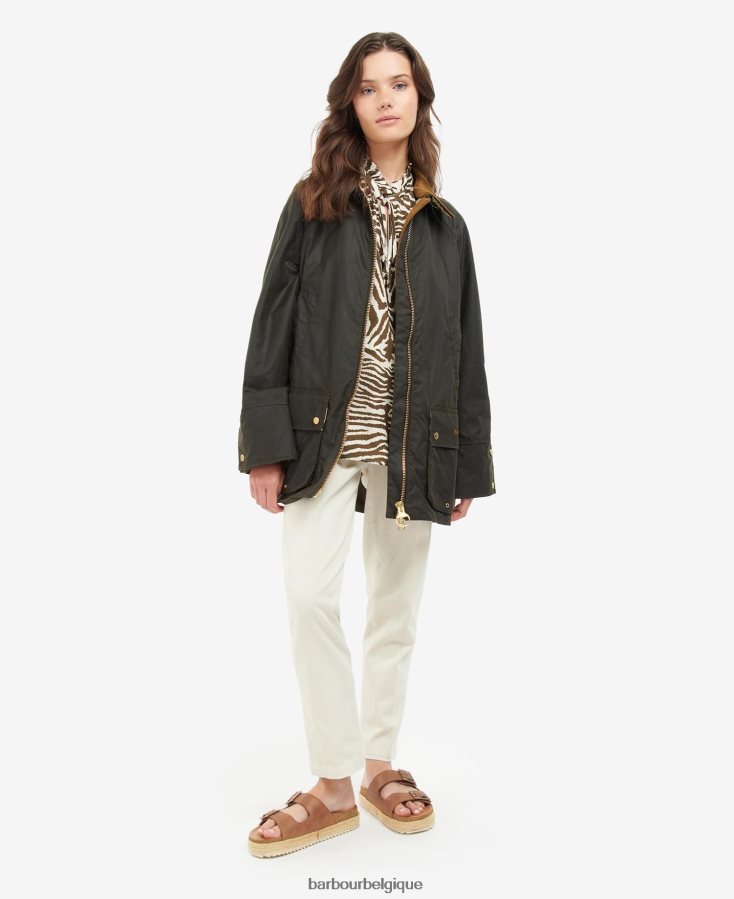 vêtements Barbour x House of Hackney veste cirée handley olive/equus/cacao femmes T2L6ZP1386