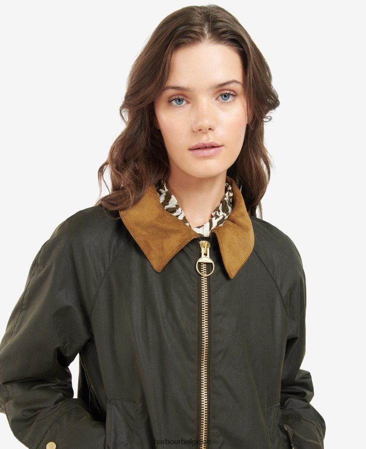 vêtements Barbour x House of Hackney veste cirée handley olive/equus/cacao femmes T2L6ZP1386
