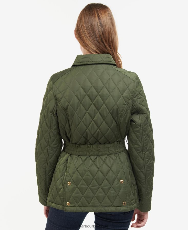 vêtements Barbour veste matelassée à ceinture olive/antique femmes T2L6ZP1435