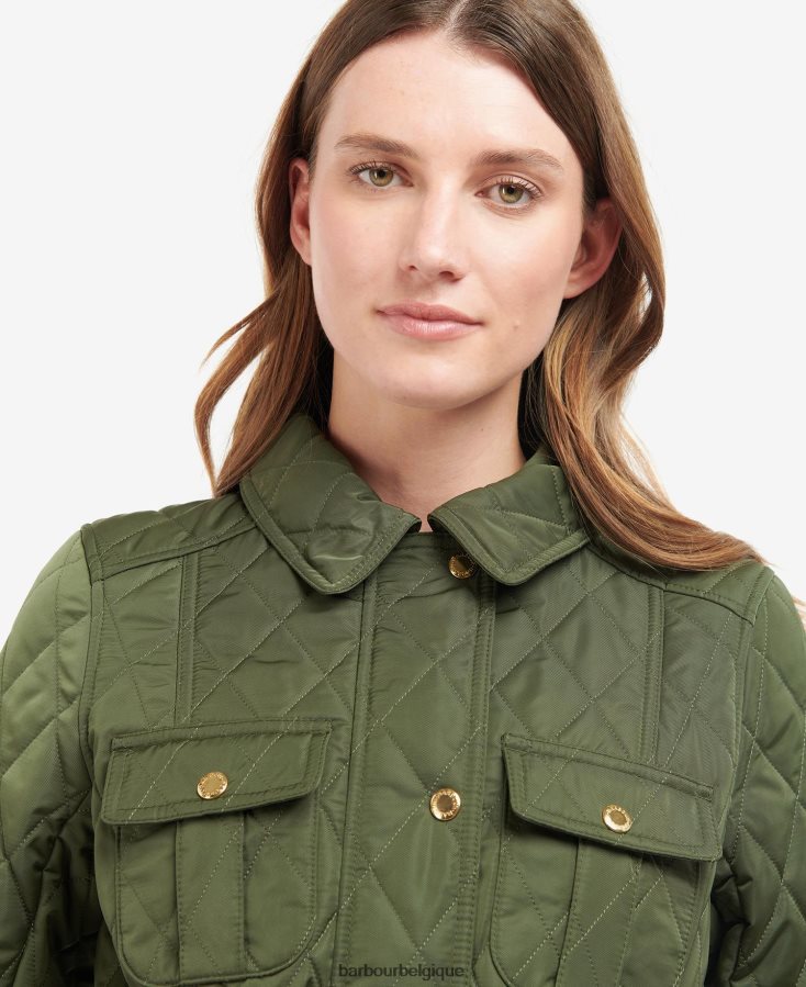 vêtements Barbour veste matelassée à ceinture olive/antique femmes T2L6ZP1435