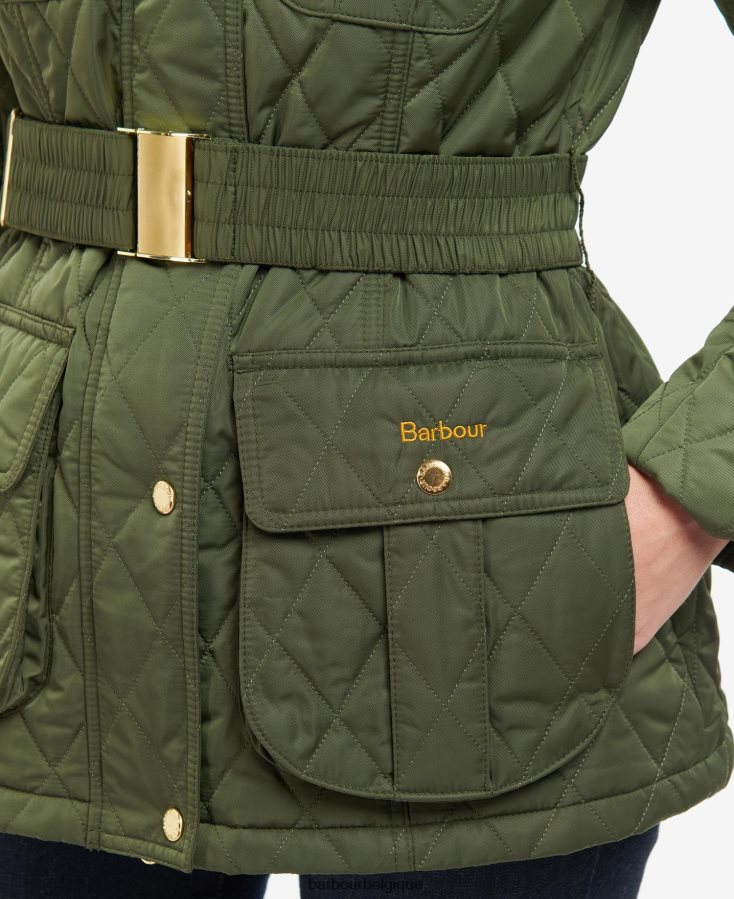 vêtements Barbour veste matelassée à ceinture olive/antique femmes T2L6ZP1435