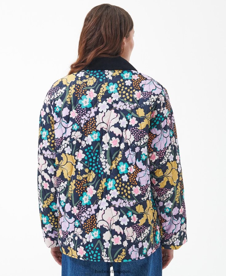 vêtements Barbour veste matelassée imprimée delphinium imprimé merveilles botaniques/bleu marine foncé femmes T2L6ZP1438