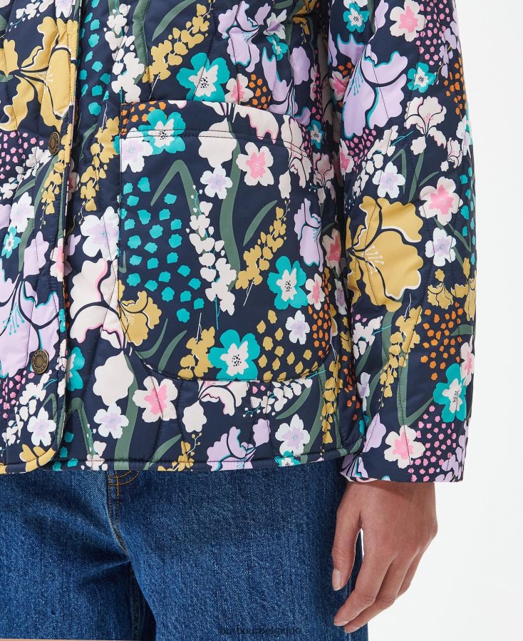 vêtements Barbour veste matelassée imprimée delphinium imprimé merveilles botaniques/bleu marine foncé femmes T2L6ZP1438