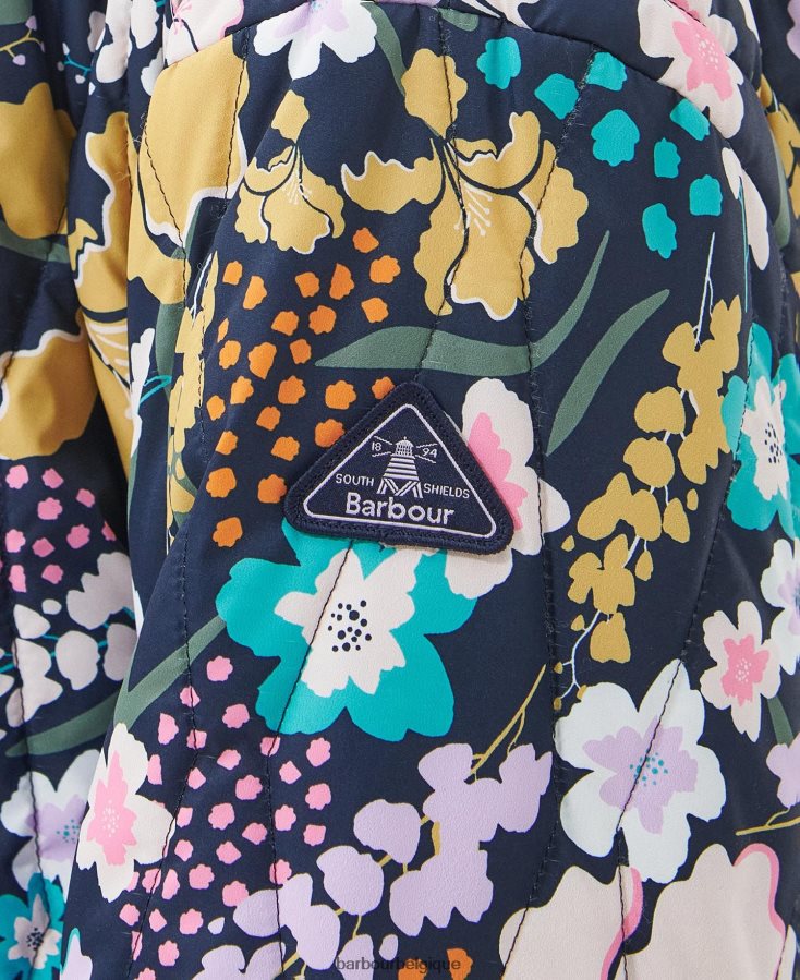 vêtements Barbour veste matelassée imprimée delphinium imprimé merveilles botaniques/bleu marine foncé femmes T2L6ZP1438