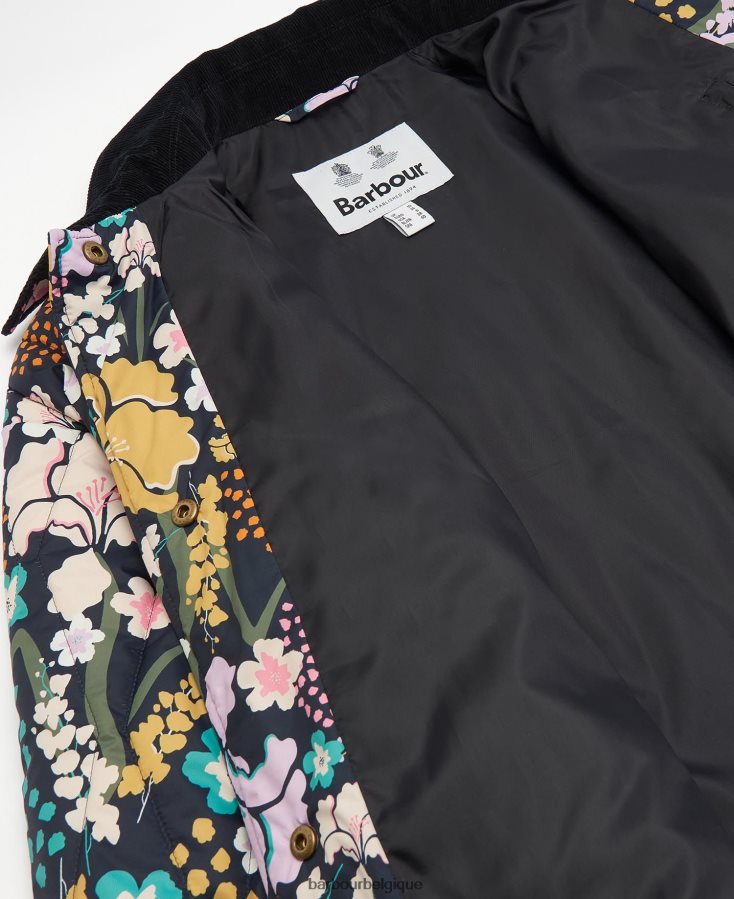 vêtements Barbour veste matelassée imprimée delphinium imprimé merveilles botaniques/bleu marine foncé femmes T2L6ZP1438