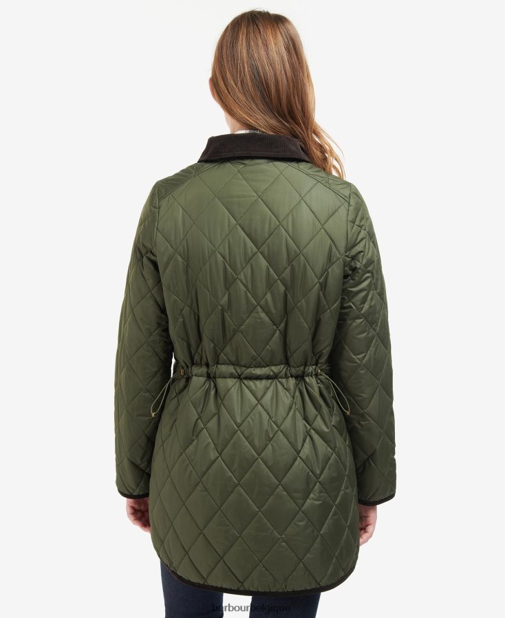 vêtements Barbour veste matelassée longue cavalerie noir/ancien femmes T2L6ZP1475