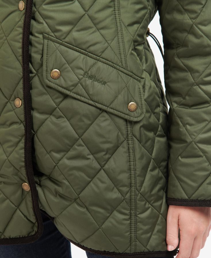 vêtements Barbour veste matelassée longue cavalerie noir/ancien femmes T2L6ZP1475