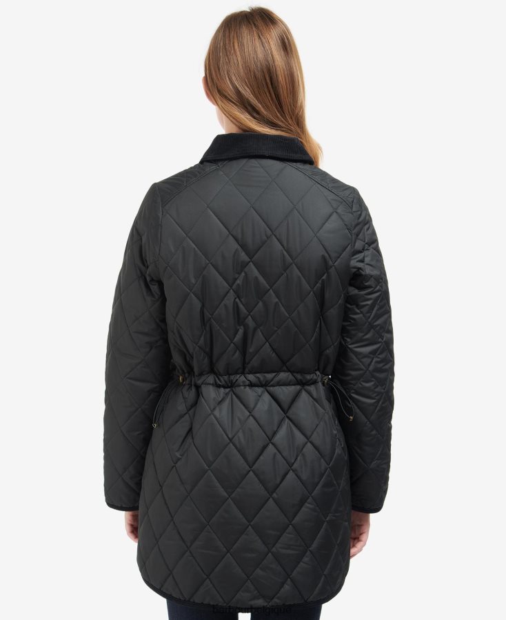 vêtements Barbour veste matelassée longue cavalerie noir/ancien femmes T2L6ZP1506