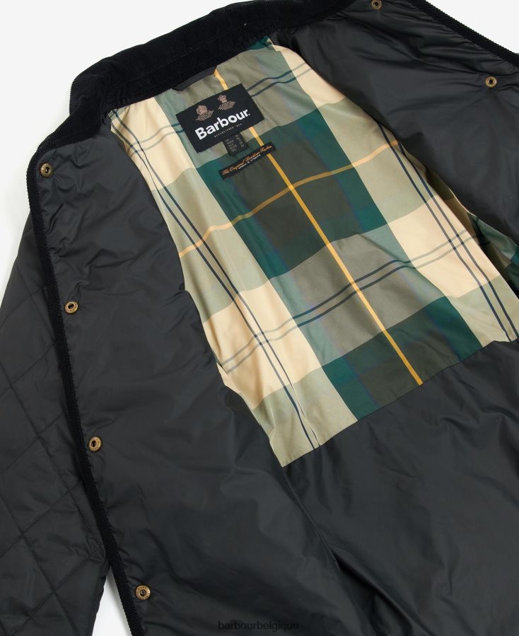vêtements Barbour veste matelassée longue cavalerie noir/ancien femmes T2L6ZP1506