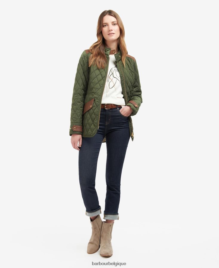 vêtements Barbour veste matelassée premium cavalry olive/antique femmes T2L6ZP1485
