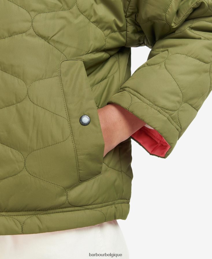 vêtements Barbour veste matelassée réversible apia olivier/punch rose femmes T2L6ZP1474