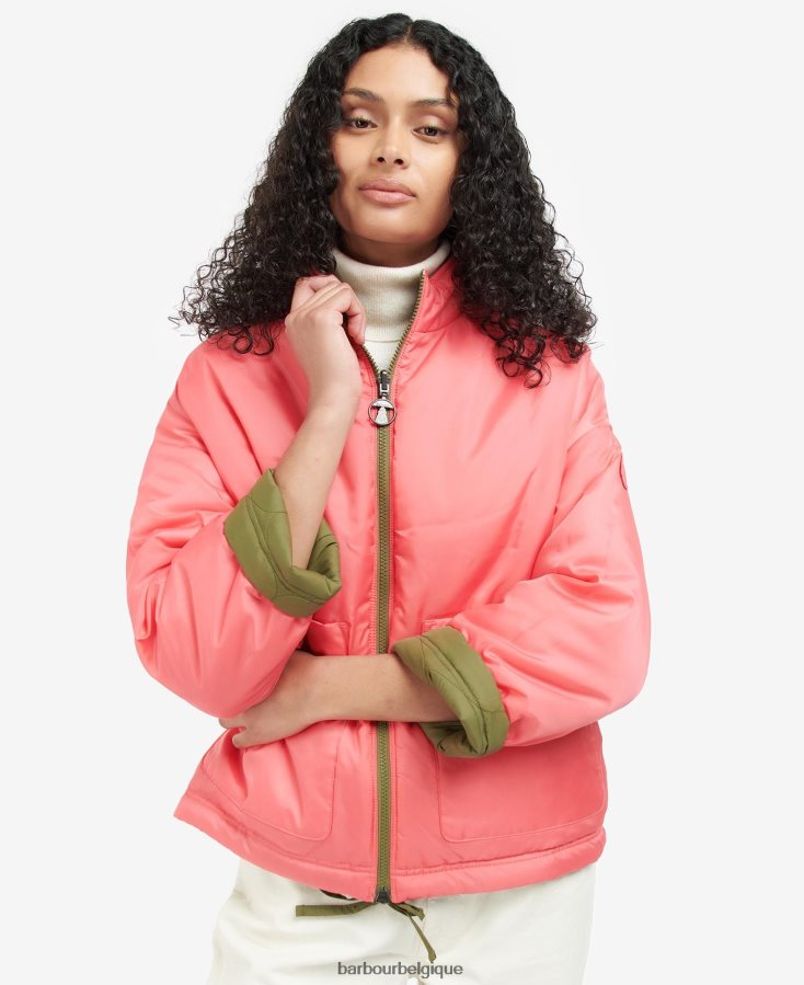 vêtements Barbour veste matelassée réversible apia olivier/punch rose femmes T2L6ZP1474