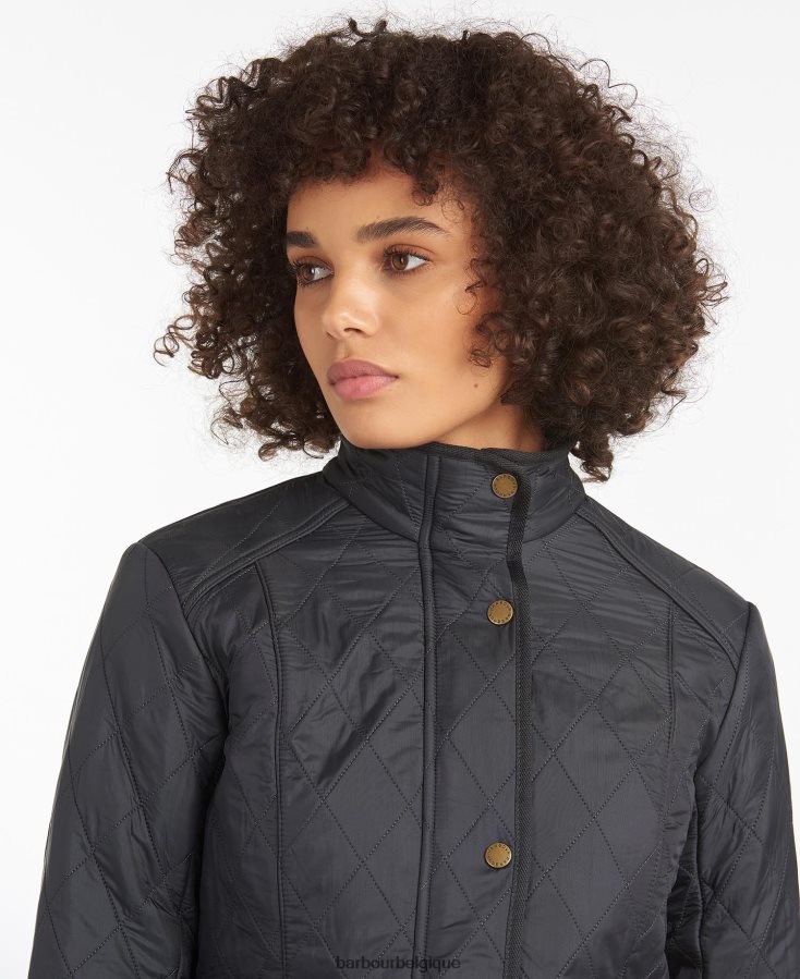 vêtements Barbour veste polaire matelassée de cavalerie noir femmes T2L6ZP1400