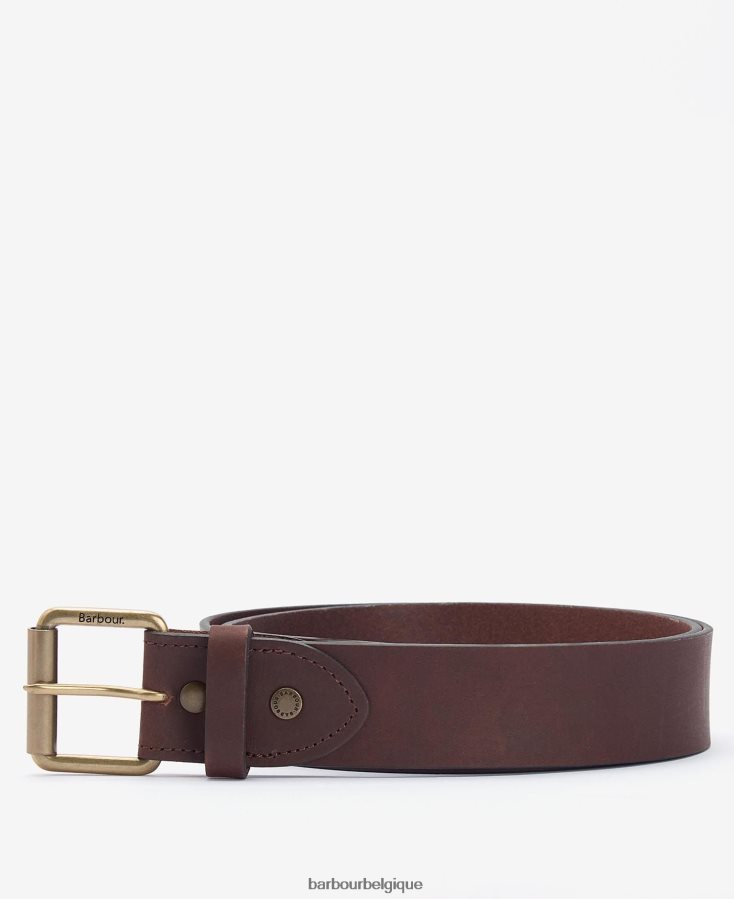 accessoires Barbour ceinture en cuir contrastée olive/marron Hommes T2L6ZP2226