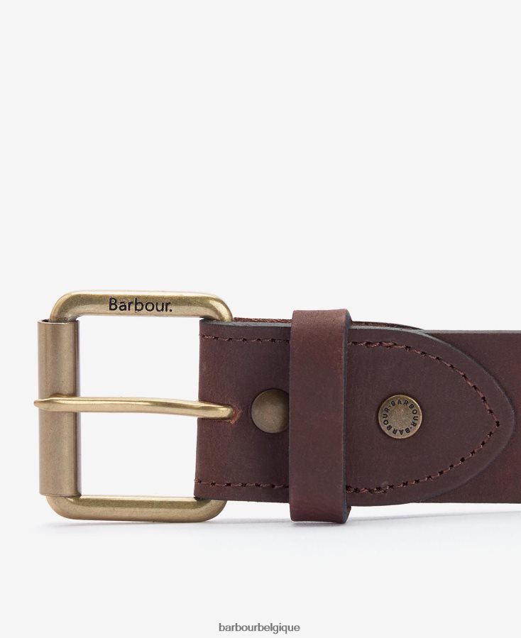 accessoires Barbour ceinture en cuir contrastée olive/marron Hommes T2L6ZP2226