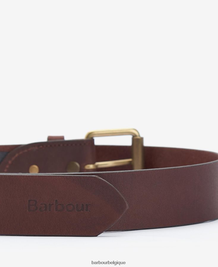 accessoires Barbour ceinture en cuir contrastée olive/marron Hommes T2L6ZP2226