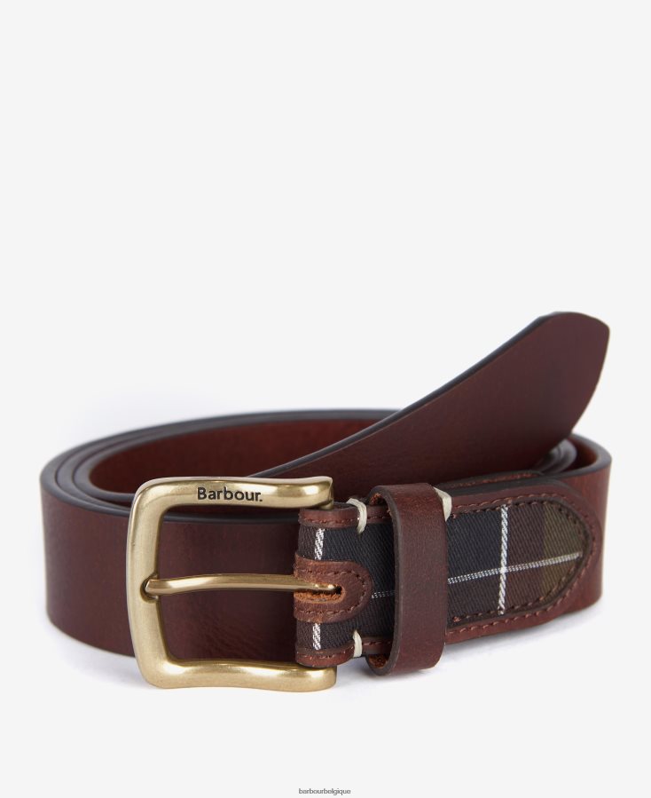 accessoires Barbour ceinture tartan/cuir marron classique Hommes T2L6ZP2232