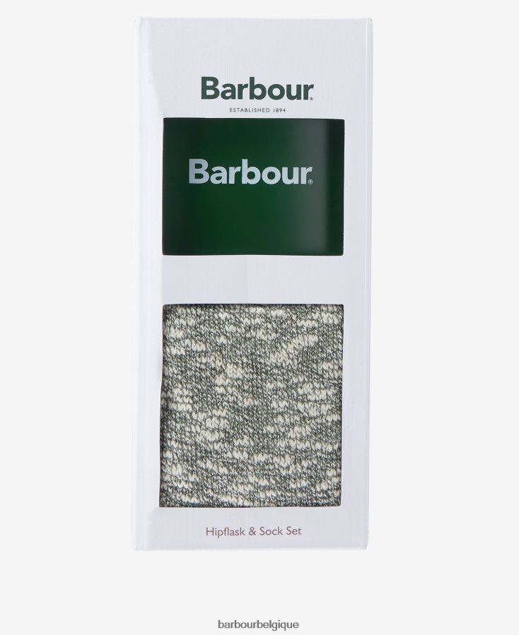 accessoires Barbour coffret cadeau flasque et chaussette vert Hommes T2L6ZP2361