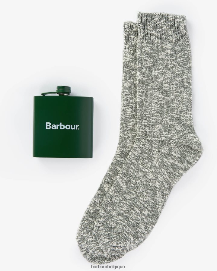 accessoires Barbour coffret cadeau flasque et chaussette vert Hommes T2L6ZP2361