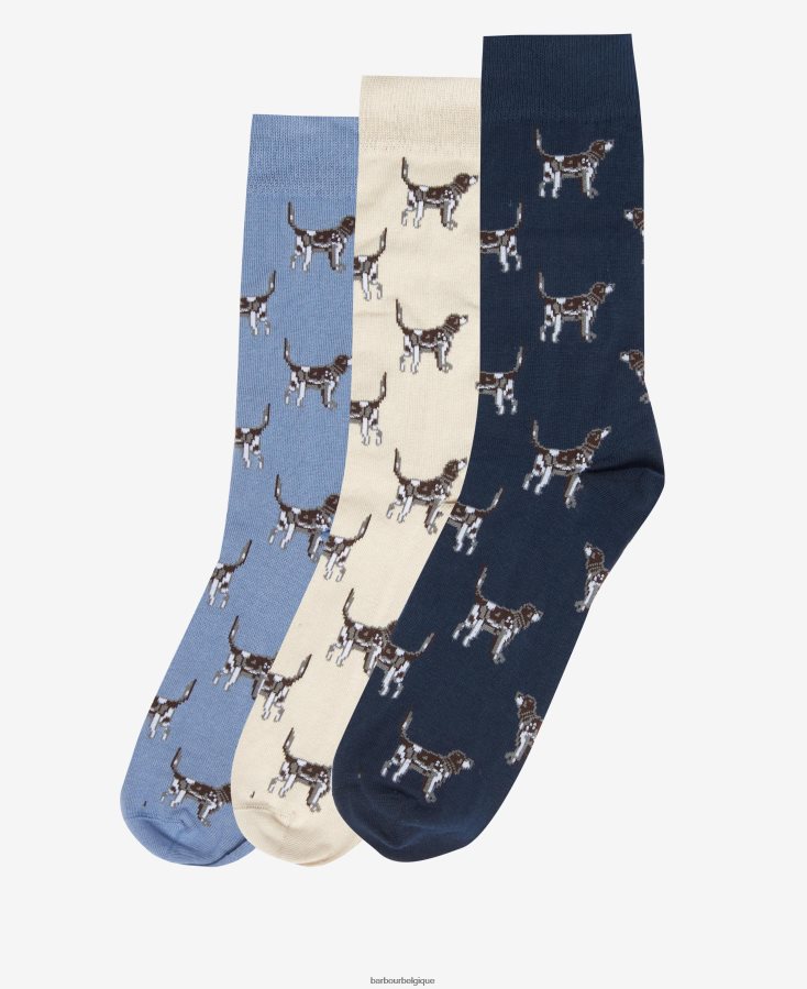 accessoires Barbour ensemble-cadeau de chaussettes pour chien pointeur marine/crème/bleu Hommes T2L6ZP2371